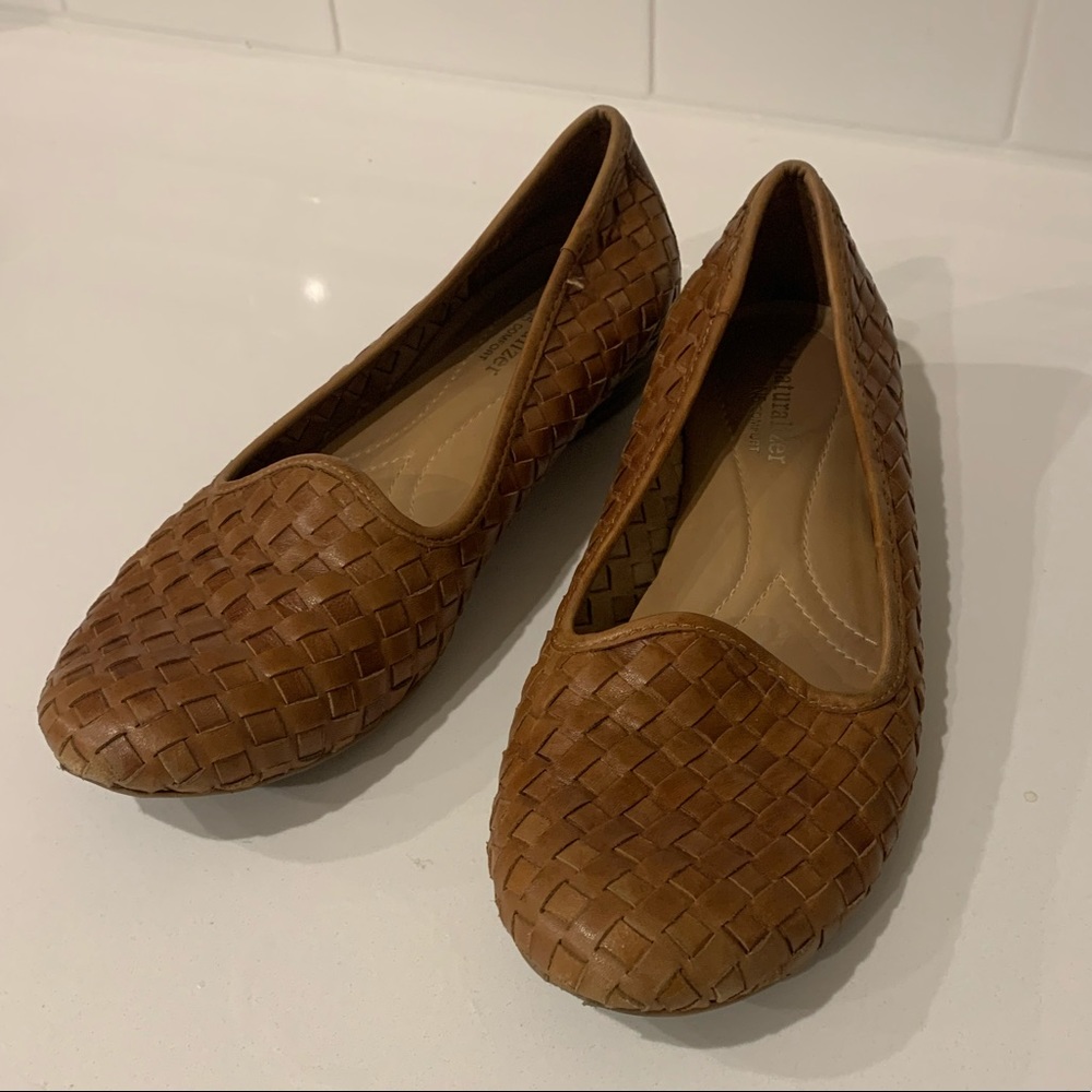 Brown leather flats